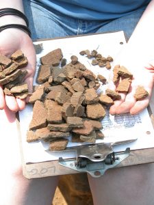 Pottery sherds from Woodland levels.